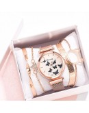 5pcs Set Women Watch Magnet Buckle Womens Butterfly Watches  Ladies Quartz Wristwatches Bracelet Set Clock Reloj Mujer