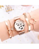 5pcs Set Women Watch Magnet Buckle Womens Butterfly Watches  Ladies Quartz Wristwatches Bracelet Set Clock Reloj Mujer