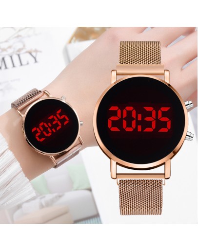  LED Electronic Magnetic Rose Gold Women Watch Digital Sport Ladies Quartz Wristwatch Female Clock Gifts montre femme