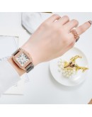  Women Watches Square Rose Gold Diamond Ladies Wrist Watches Magnetic  Watches Female Quartz Clock montre femme