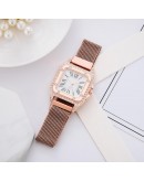  Women Watches Square Rose Gold Diamond Ladies Wrist Watches Magnetic  Watches Female Quartz Clock montre femme