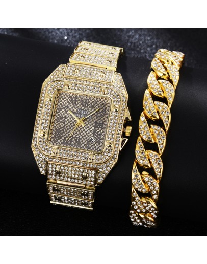 Ladies Wrist Watches Men Women  Watch  Top  Casual Square Diamond Women Bracelet Watch Set Female Quartz Watch