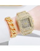 Ladies Wrist Watches Men Women  Watch  Top  Casual Square Diamond Women Bracelet Watch Set Female Quartz Watch