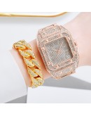 Ladies Wrist Watches Men Women  Watch  Top  Casual Square Diamond Women Bracelet Watch Set Female Quartz Watch