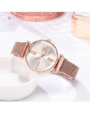 5pcs/set  Women Watches Roman Numerals Magnet Buckle Ladies Wrist Watch Dress Simple Watch And Bracelet Set Womens Reloj