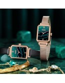 Dropshipping  Women Watch Bracelet Set Green Dial  Ladies Watches Simple Rose Gold Mesh Female Quartz Clock