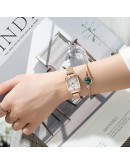 Dropshipping  Women Watch Bracelet Set Green Dial  Ladies Watches Simple Rose Gold Mesh Female Quartz Clock