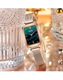 Dropshipping  Women Watch Bracelet Set Green Dial  Ladies Watches Simple Rose Gold Mesh Female Quartz Clock