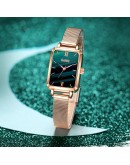 Dropshipping  Women Watch Bracelet Set Green Dial  Ladies Watches Simple Rose Gold Mesh Female Quartz Clock