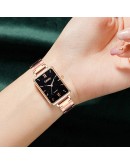 Gaiety  Watch For Women Green Dial Square Ladies Quartz Wrist Watch Bracelet Simple Rose Gold Dress  Women Watches