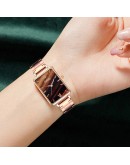 Gaiety  Watch For Women Green Dial Square Ladies Quartz Wrist Watch Bracelet Simple Rose Gold Dress  Women Watches