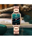 Gaiety  Watch For Women Green Dial Square Ladies Quartz Wrist Watch Bracelet Simple Rose Gold Dress  Women Watches