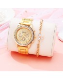  Ladies Wrist Watches Dress Rose Gold Watch For Women Crystal Diamond Watches Steel Bracelet Set Clock Women Montre Femme