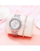  Ladies Wrist Watches Dress Rose Gold Watch For Women Crystal Diamond Watches Steel Bracelet Set Clock Women Montre Femme