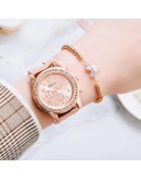  Ladies Wrist Watches Dress Rose Gold Watch For Women Crystal Diamond Watches Steel Bracelet Set Clock Women Montre Femme