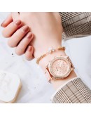  Ladies Wrist Watches Dress Rose Gold Watch For Women Crystal Diamond Watches Steel Bracelet Set Clock Women Montre Femme