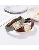 Watch Women  Casual Leather Watches Simple Ladies' Square Dial Quartz Clock Dress Wristwatches Bracelet Set reloj mujer