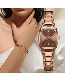 Women Bracelet Watch Rose Gold   Stainless Steel Wrist Watch Rhinestone Ellipse Creative Ladies Dress Quartz Watch