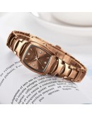 Women Bracelet Watch Rose Gold   Stainless Steel Wrist Watch Rhinestone Ellipse Creative Ladies Dress Quartz Watch