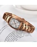 Women Bracelet Watch Rose Gold   Stainless Steel Wrist Watch Rhinestone Ellipse Creative Ladies Dress Quartz Watch