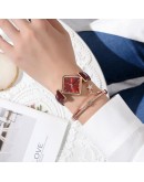 2PCS Set Watches For Women  Quartz Watch Women's Dress Leather Watches Ladies Bracelet Black Clock Gift Relogios Feminino