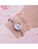 2pcs Set  Watch For Women Bracelet Dress Ladies Wrist Watch  Rose Gold Quartz Watch Set Clock zegarek damski