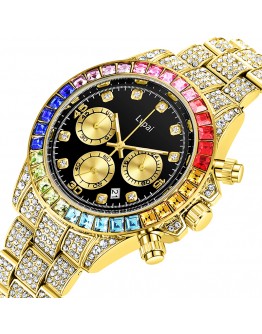 Lvpai  Men Watch Women Iced Out Diamond Hip Hop  Large Dial Calendar Lover Ladies Quartz Wrist Watch Montre Femme