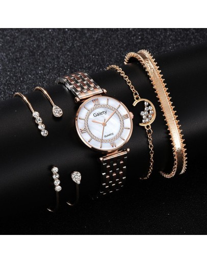 5PCS Set Watch For Women Top  Diamond Ladies Wristwatches Female Quartz Bracelet Watch relogio feminino Dropshipping