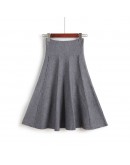  Autumn Winter Knitted Skirt Women Midi High Waist A Line Knit Skirts One-pieces Seamles Pleated Elastic Thick Faldas