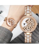 Top Women Quartz Watch  Bling Casual Ladies Watch Female Quartz Rose Gold Watch Crystal Diamond Leopard For Women Clock