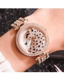 Top Women Quartz Watch  Bling Casual Ladies Watch Female Quartz Rose Gold Watch Crystal Diamond Leopard For Women Clock