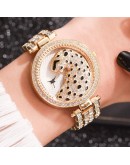 Top Women Quartz Watch  Bling Casual Ladies Watch Female Quartz Rose Gold Watch Crystal Diamond Leopard For Women Clock