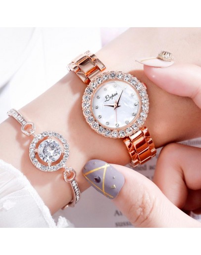 Lvpai 2pcs Classic  Rhinestone Watch Women Watch  Watch And Bracelet Set Ladies Female Clock Montre Femme Relogio