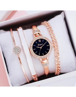 Lvpai  Women Bracelet Watches Set  Women Dress Ladies Wrist Watch  Rose Gold Quartz Watch Set Gift Dropshiping