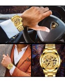  Golden Watch For Men Top  Dragon Stainless Steel Business Men Watch Calendar Male Quartz Wristwatches Dropshipping