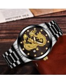  Golden Watch For Men Top  Dragon Stainless Steel Business Men Watch Calendar Male Quartz Wristwatches Dropshipping