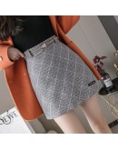  style women wool skirts  temperament slim sexy lady elegant skirt with belt autumn winter short mini skirts