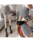  style women wool skirts  temperament slim sexy lady elegant skirt with belt autumn winter short mini skirts