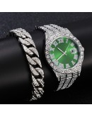 Iced Out Watch Men   Full Diamond Mens Watches Quartz Men's Watch Bracelet Set Waterproof Hip Hop Clock Gift For Men