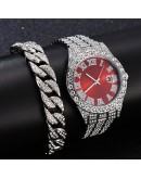 Iced Out Watch Men   Full Diamond Mens Watches Quartz Men's Watch Bracelet Set Waterproof Hip Hop Clock Gift For Men