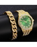 Iced Out Watch Men   Full Diamond Mens Watches Quartz Men's Watch Bracelet Set Waterproof Hip Hop Clock Gift For Men