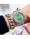 Iced Out Watch Men   Full Diamond Mens Watches Quartz Men's Watch Bracelet Set Waterproof Hip Hop Clock Gift For Men