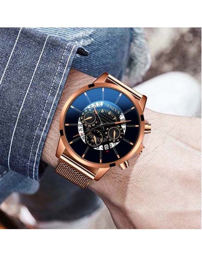 Relogio Masculino Watches Men  Magnet Stainless Steel Case Mesh Band Watch Quartz Business Wristwatch Gifts Reloj Hombre