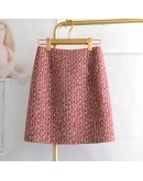 Autumn Winter Thick Women's Tweed Woolen Skirt High Waisted Short Mini Fragrance Vintage Skirts Elegant Skater Faldas Mujer