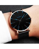 Minimalist Men's  Ultra Thin Watches Simple Men Business Mesh Belt Quartz Watch Male Wristwatches Clock Relogio Masculino