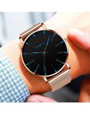 Minimalist Men's  Ultra Thin Watches Simple Men Business Mesh Belt Quartz Watch Male Wristwatches Clock Relogio Masculino