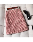 Autumn Winter Thick Women's Tweed Woolen Skirt High Waisted Short Mini Fragrance Vintage Skirts Elegant Skater Faldas Mujer