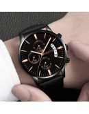  Relogio Masculino Watches Men  Sport Stainless Steel Case Leather Band Watch Quartz Business Wristwatch Reloj Hombre