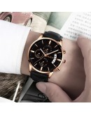  Relogio Masculino Watches Men  Sport Stainless Steel Case Leather Band Watch Quartz Business Wristwatch Reloj Hombre