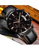  Relogio Masculino Watches Men  Sport Stainless Steel Case Leather Band Watch Quartz Business Wristwatch Reloj Hombre